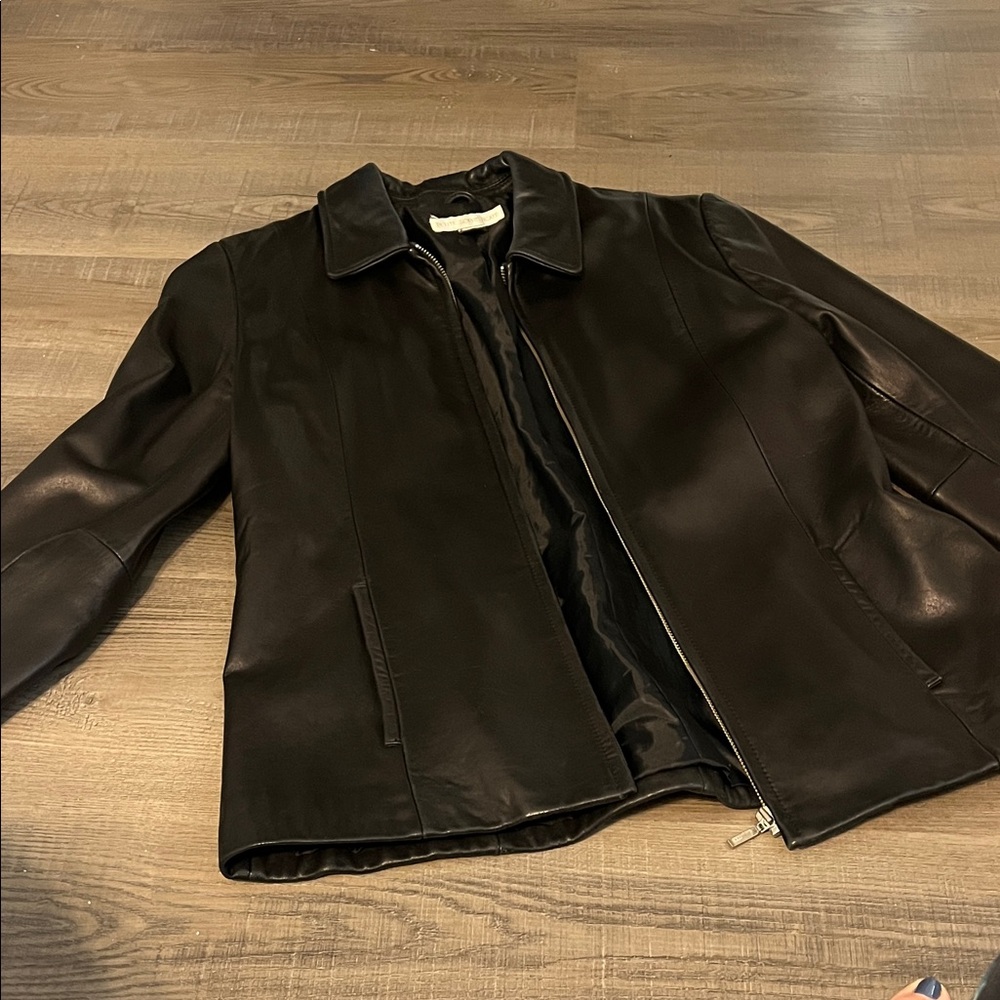 Petite Sophisticate Black Leather Jacket